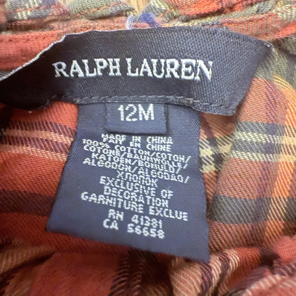 Ralph Lauren Plaid Kids Dress Sz 12 month - Red and Green Holiday AI